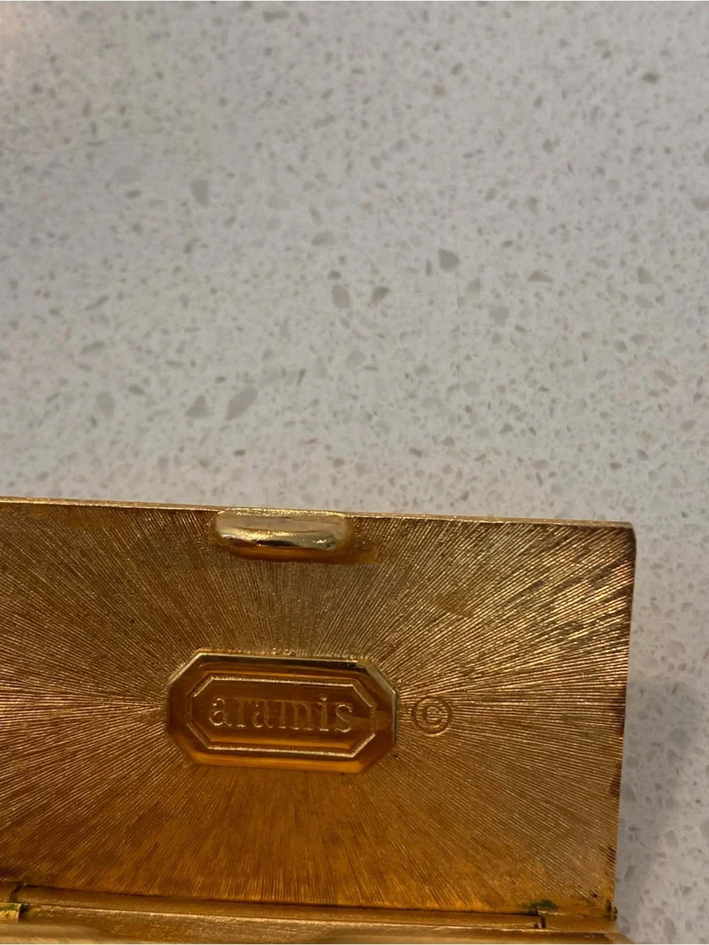 Aramis Gold Striped Solid Cologne Compact, 24K GOLD electroplated striated